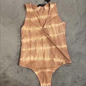 Brown tie dye body suit